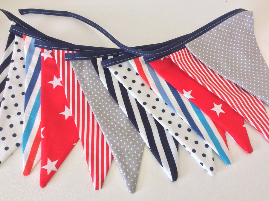 Nautical Bunting - 12 flags, great for coastal theme, child's  Room, Playroom,