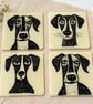 Handmade Fused Dog Glass Coasters. Set of 4. 
