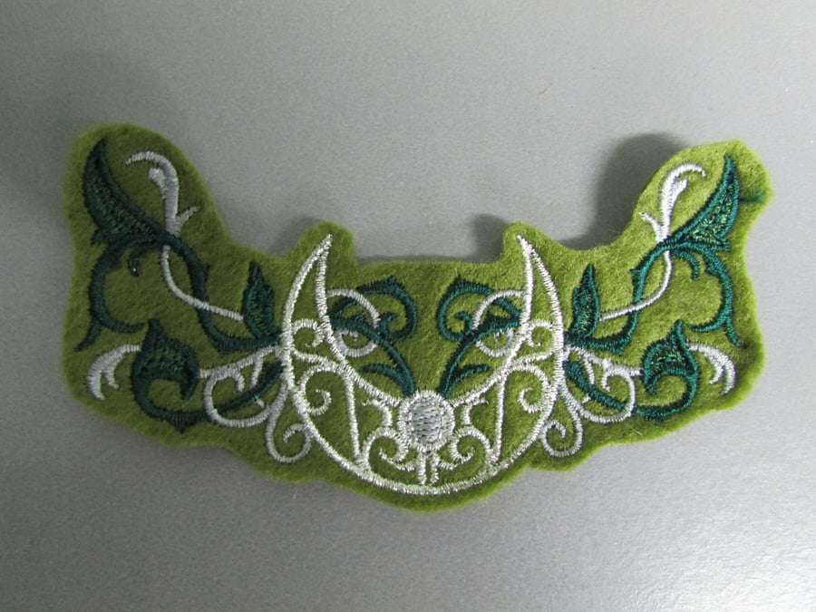 Elven Moon Embroidered Sew on Applique Patch