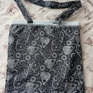 Handmade totebag with celestial, heart, moon, stars, sun design