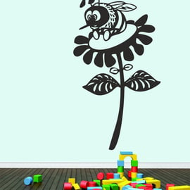 Children Nursery Bee on a Flower Boys Girls Decor Vinyl Wall Sticker Decal