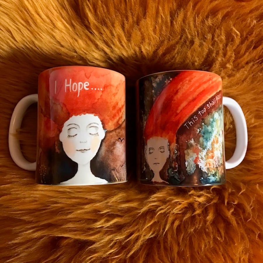 Double sided mug "I hope" & "This too shall pass"