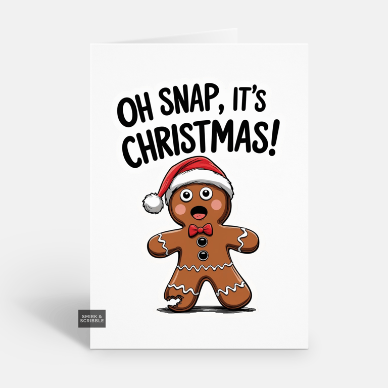 Unique Funny Christmas Card For Him Or Her - Gingerbread Man Xmas Greeting 