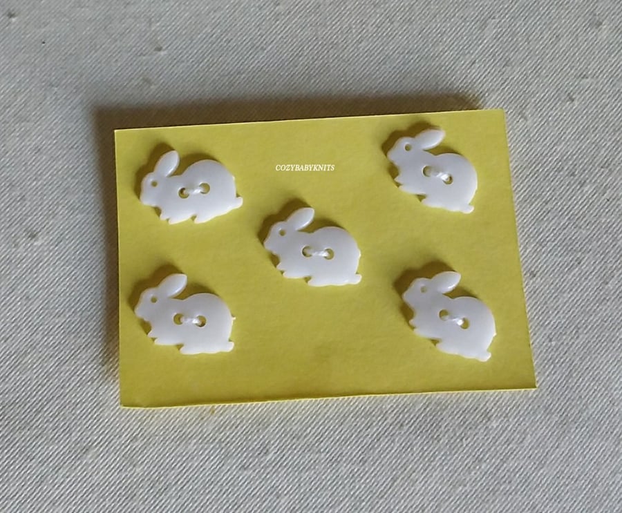 WHITE RABBIT BUTTONS WITH TWO HOLES FOR ATTACHING 