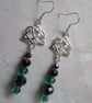 Silver Tone Celtic Triquetra Knot & Crystal Tartan Match Beaded Earrings  - Image 5