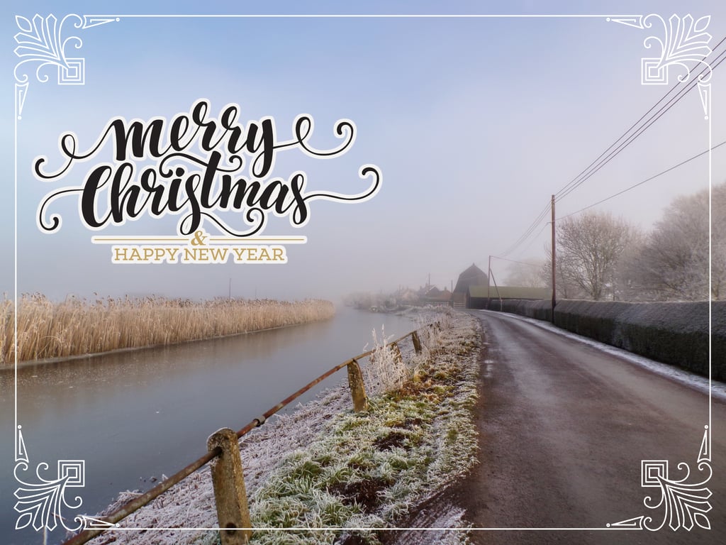 Merry Christmas greeting Card A5 Frosty Morning Nordelph Norfolk 
