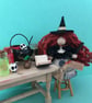 Dark Orange Witch Doll Decoration, Halloween Ornaments, Witch Core 