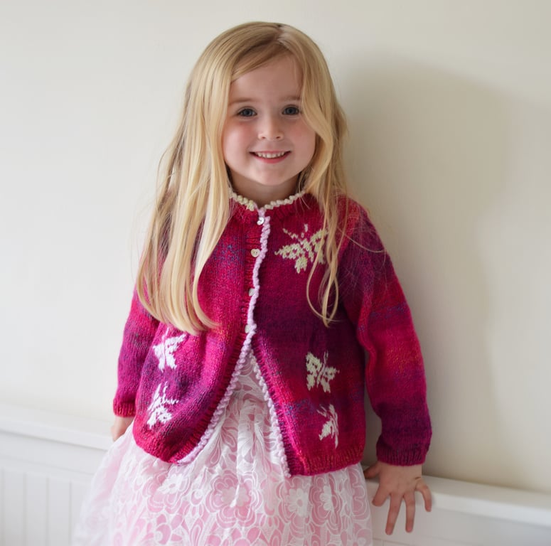 Knitting Pattern for a Girl's Butterfly Jacket.  Digital Pattern
