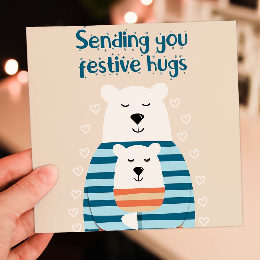 Christmas card: Festive hugs