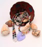 Tourmaline Cubes & Silver Spacers Necklace with Lilac Crystal Pendant & Earrings - Image 2