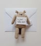 Small  Pocket Beaver holding Note, I Miss You, Gift