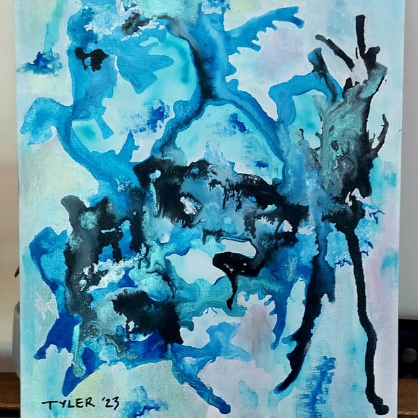 Avalanche - original abstract acrylic emotional painting on canvas board