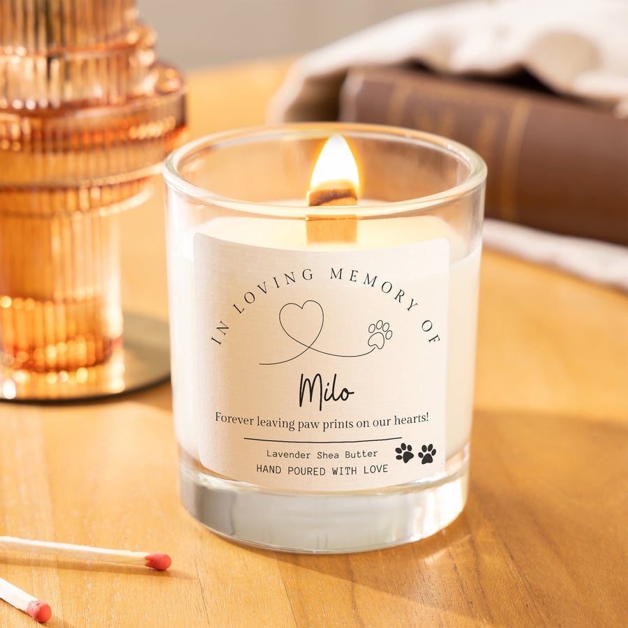 Pet Loss Candle, In Loving Memory, Personalised Pet Memorial Gift Set