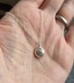 Sterling silver pebble pendant with bronze heart, Small silver nugget necklace - Image 2