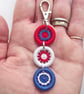 Patriotic Keyring, Keychain, Key Identifier, Key Fob, Zip Pull, Bag Charm, RWB - Image 3