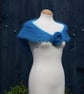 Pretty triangular lace shawl in vintage Kingfisher Blue mohair - design A516 - Image 4