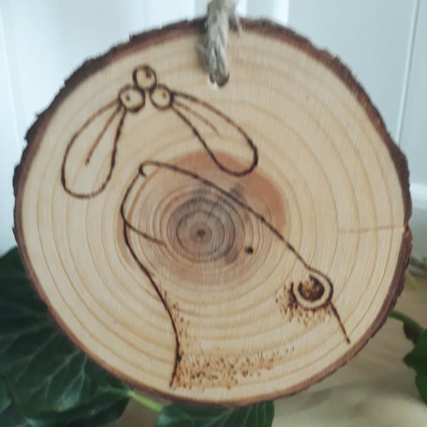 Polar bear pyrography wood slice hanging decorations