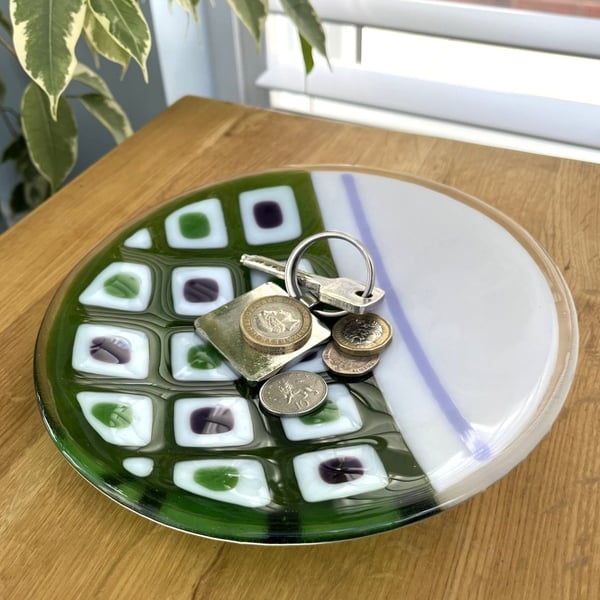 Green, White and Purple Trinket Bowl.
