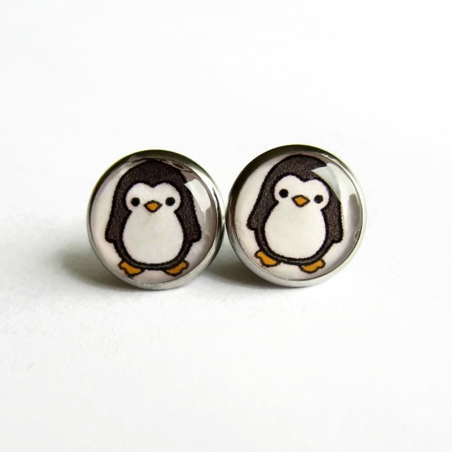 Cute Penguin Stud Earrings - Hypoallergenic Surgical Steel