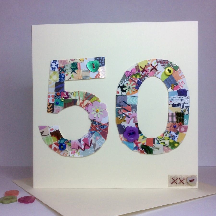 50th patchwork birthday card