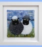 Handmade Fused Glass 'Twa Sheep' Picture - Image 1