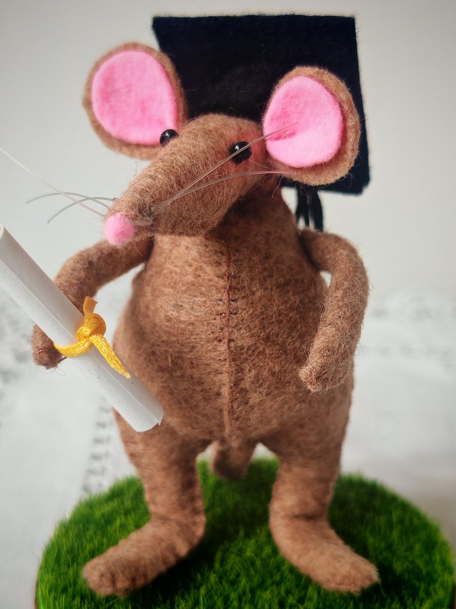 Graduation Mouse - handmade felt mouse