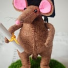 Graduation Mouse - handmade felt mouse