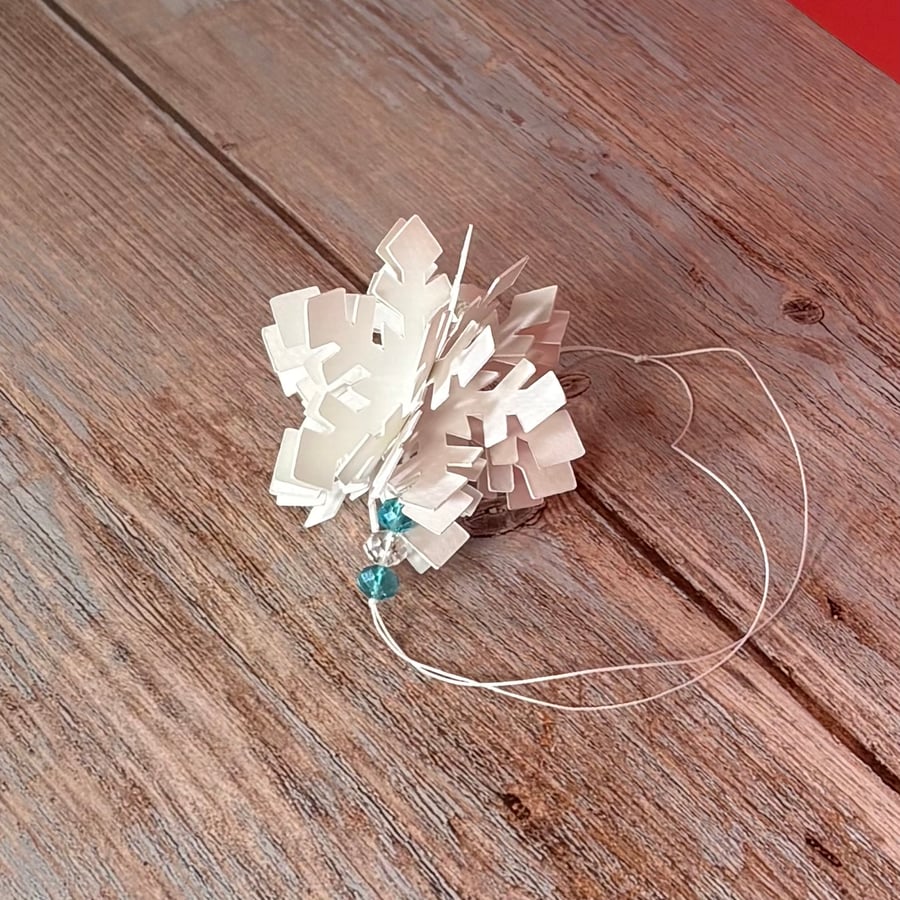 Snowflake Bauble - Aqua Beads