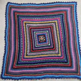 Crochet Big Square Blanket in rich multi colours and textured