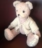 Collectable 14 inch teddy bear 'Mallow' cotton fleece with linen paws - Image 1