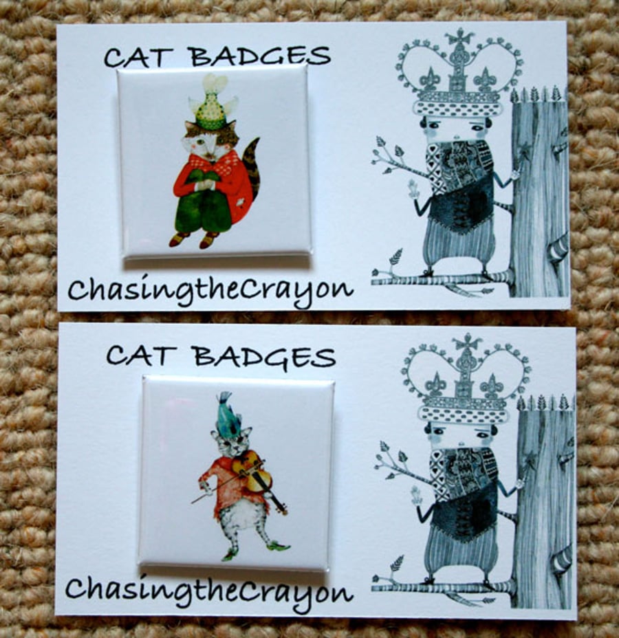 Cat Badges Pair of 38 mm square Cat badges 