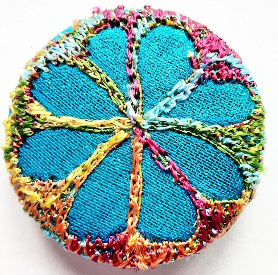 One Inch Badge Blue Flower