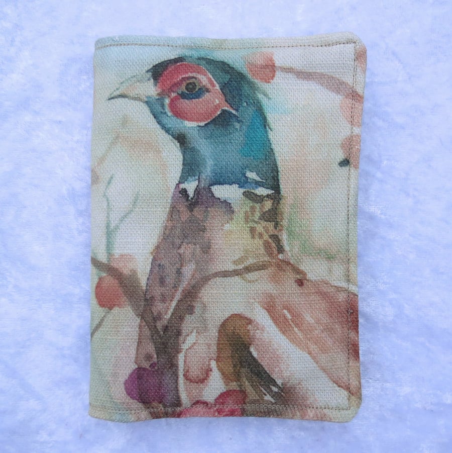 Passport sleeve.  Pheasant design.  Passport cover.  Voyage fabric.