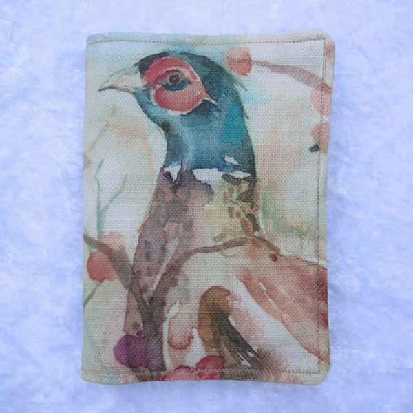 Passport sleeve.  Pheasant design.  Passport cover.  Voyage fabric.