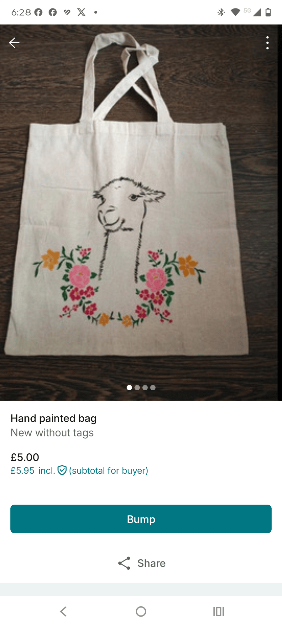 Hand painted tote bag 