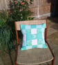 Green and white patchwork cushion cover 15x15in, 38x38cm. Lined. Wrapover back.  - Image 5