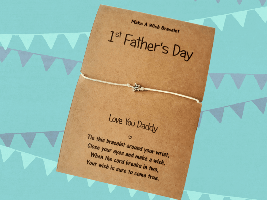 First Fathers Day Wish Bracelet and Greeting Card