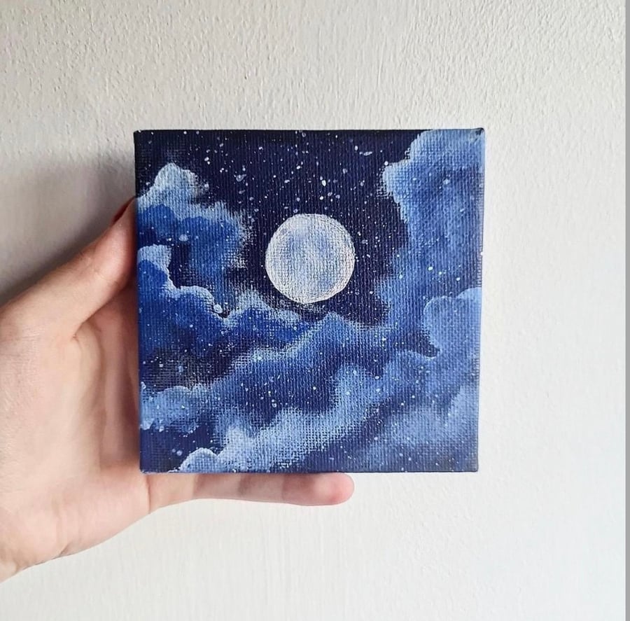 Acrylic Painting Night Sky Mini Canvas