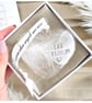 Personalised Real White Feather Memorial Heart Bauble. Gift Boxed Custom Name Da
