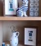 Pretty Patterned Blue Green Yellow Handstitched Geometric Small Art Pictures - Image 4
