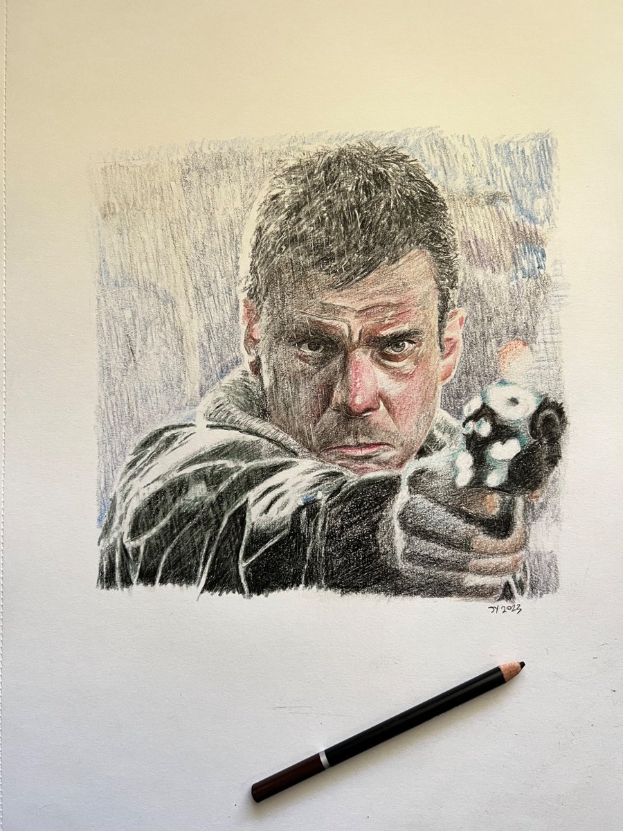 Original A3 artwork of Harrison Ford from Bladerunner 