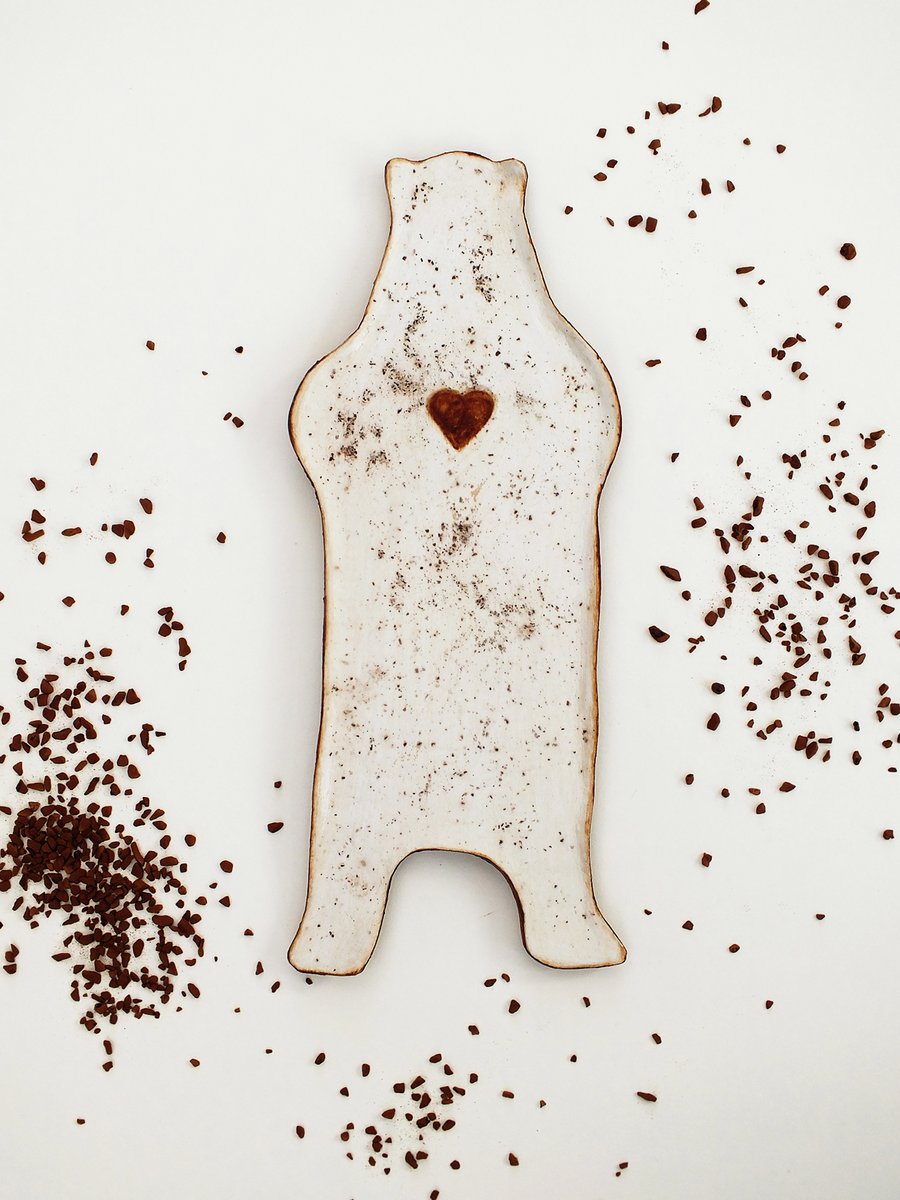 Bear and heart, coffee scented trinket tray, key holder