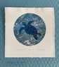 Lino Print and Monoprint Original on Mounted on Khadi Paper - Sea Turtle - Image 1