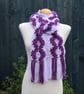 Crochet Stripey Scarf in Lilac and Purple - Image 7