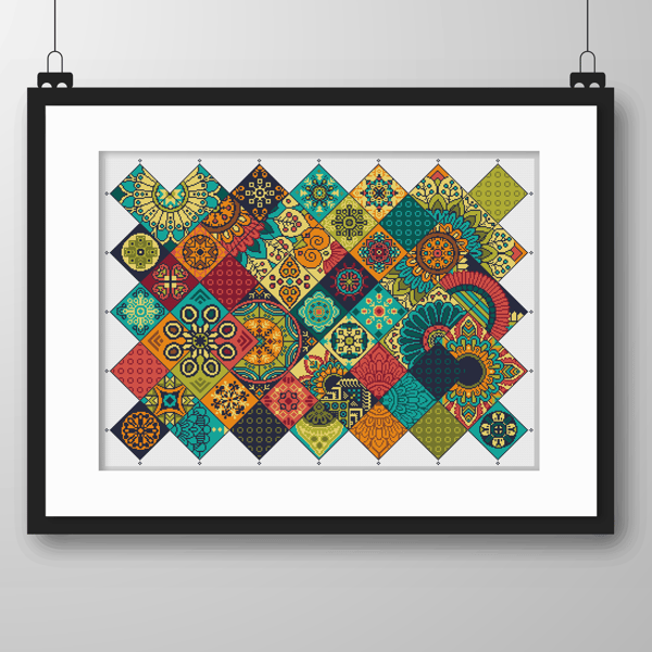 054 - Arabian Ethnic Mandala Folk Art Vintage Patchwork - Cross Stitch Pattern