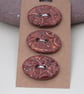3 Medium Oval Bright Copper Brocade Pattern Ceramic Buttons - Image 3