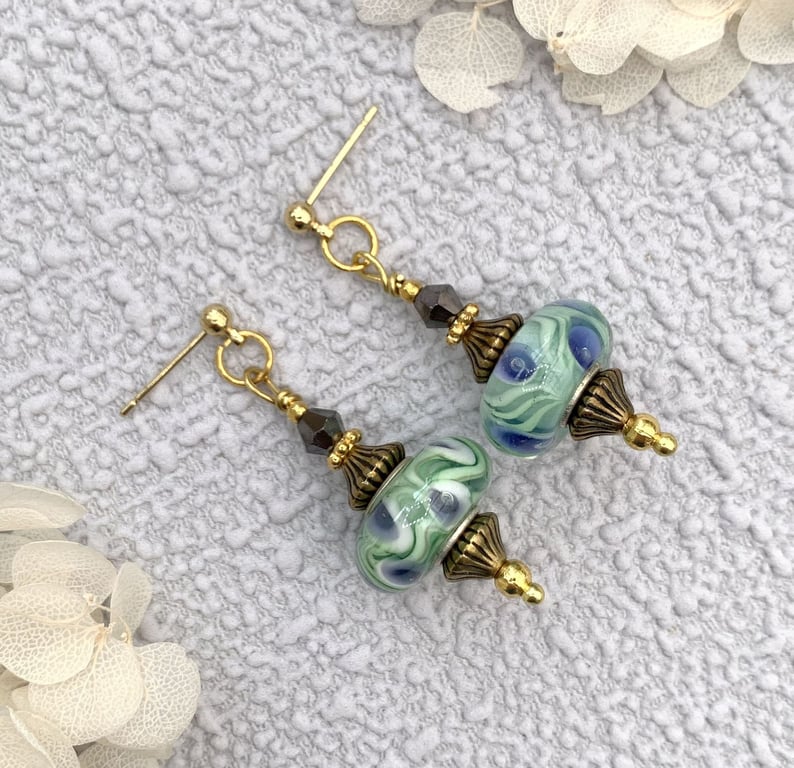 Venetian Murano Glass Vintage Style Drop Earrings