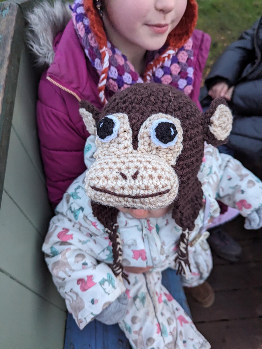 Crochet Monkey Hat: Novelty Winter Hat, Toddler to Adult