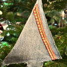Hanging tree decoration - Recycled Denim Christmas Tree 