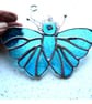 Turquoise Butterfly Suncatcher Stained Glass Handmade  - Image 2